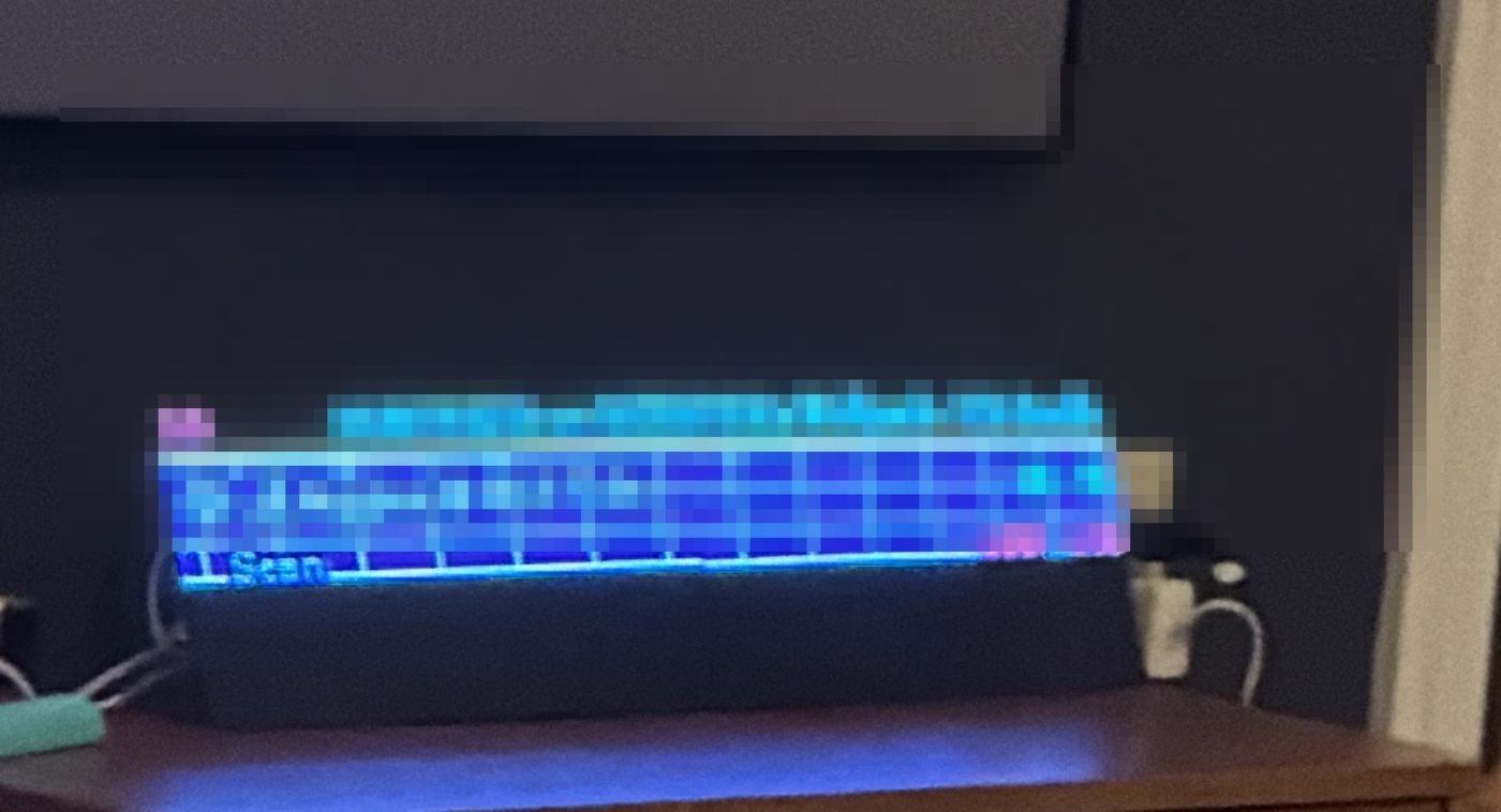 Close-up of a lit LED matrix board